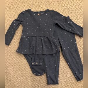 Carter’s 24M outfit set blue with light pink polka dots